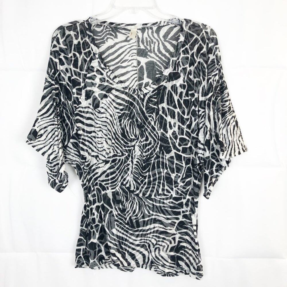 Loveapella Dolman Wide Sleeve Women's Animal Print Top Size M
